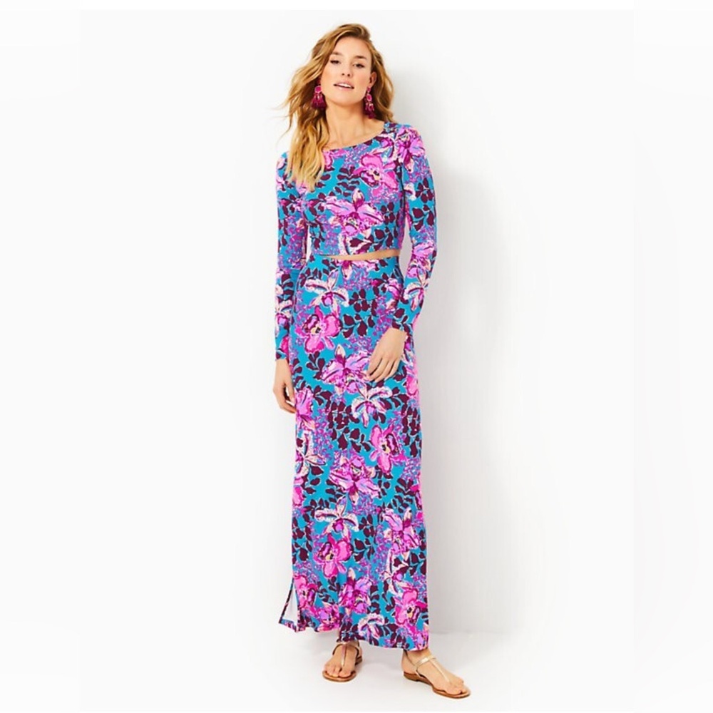 Lilly Pulitzer Nessi Maxi Skirt Crop Top and Maxi Skirt Two Piece Set Medium